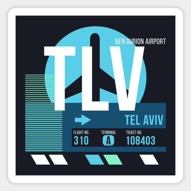 Tel Aviv (TLV) Airport Code Baggage Tag Magnet by SLAG_Creative